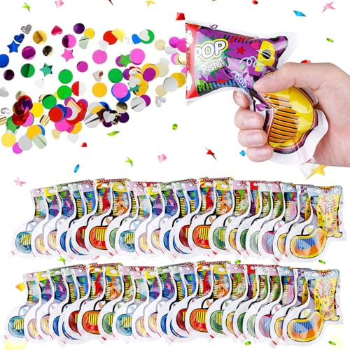 LEKEFETO 60 Stück Konfettikanone, Confetti Shooter & Partys Popper für Hochzeiten, Geburtstage, Partys – Handbetrieben, Bunte Farben, Leicht & Schnell einsatzbereit