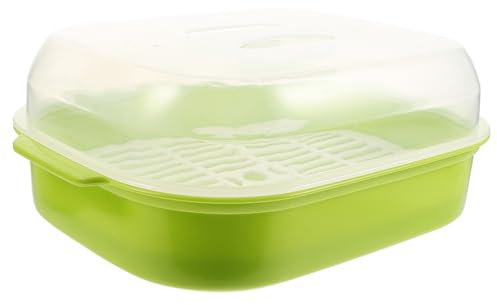 Garneck Vaporera Para Microondas Cesta Vapor Ventilación Para Cocinar Bollos Al Vapor Cocina Recipiente Verde Resistente Para Cocción Sin Agua y Filtrado De Exceso De Aceite