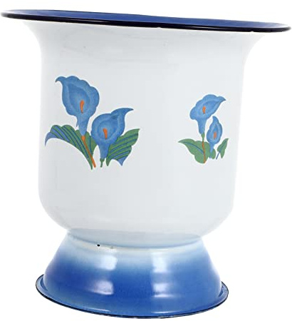 SEWOART Emaille Spucknapf Urinbecher Vintage Stil Weiß Beweglich Kaki Form Tragbarer Urintopf für Erwachsene Senioren Kinder Badezimmerhilfe Zufälliger Stil