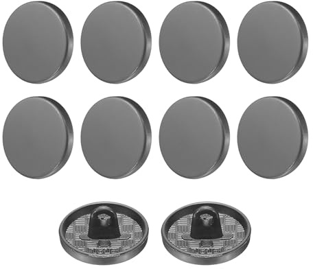 QUARKZMAN 10Pcs 24L Boutons Métal 15mm Noir Boutons de Couture Ronds Boutons Mercerie En Alliage pour Vêtements et Travaux Manuels Costumes, Manteaux, Chemises, Pantalons Laine