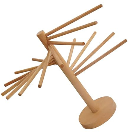 PRETYZOOM Support à Nouilles Suspendu en Bois Robuste et Simple, Séchoir à Spaghettis Solide Cuisine à Domicile ou Restaurant, Design Moderne Beige