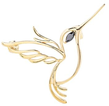 Elegante Vogel-Brosche, Minimalistisch, Gold-Ton mit Zirkonia, Hohles Design, Mode-Accessoire für Kleidung,Tier Fliegen Vogel Mantel Kleidung Hemd Tasche Clip