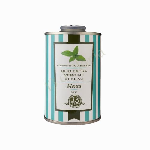 Condimento con Olio Extra Vergine di Oliva e Menta 250 ml | Condimento con olio extra vergine di oliva estratto a freddo, ideale per insalate, verdure, carne, pesce e yogurt