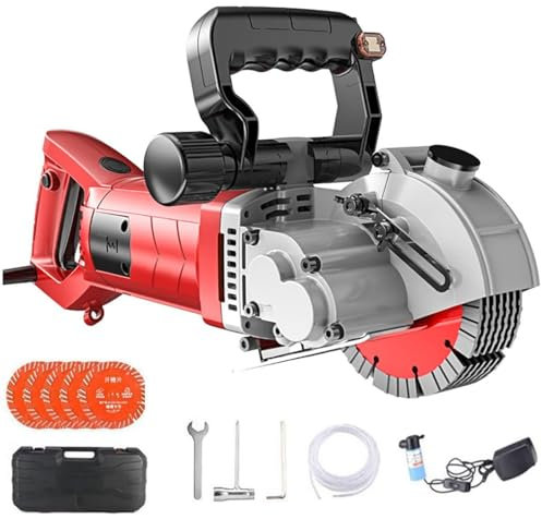 Chasseur de Murs électrique 220V, Machine à rainurer Les Murs 4000W avec 5 Lames de scie de 133 mm, rainure rotative à 90 °, Machine à rainurer Le béton pour Granit, marbre