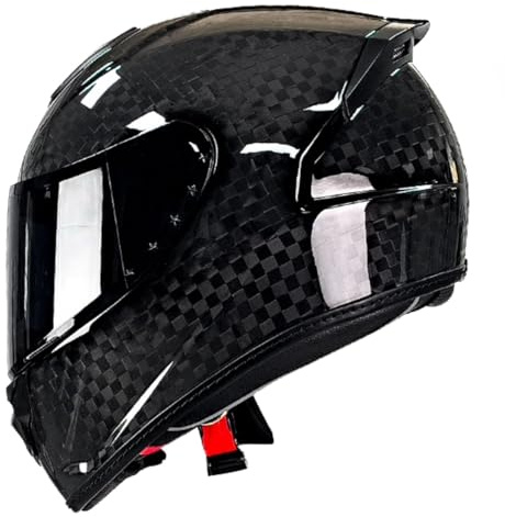 Carbon Fiber Full Face Motorcycle Motorbike Bike Crash Helmet with Visor Integral Motorcycle Helmet ECE 22.06 Approved Motocross Helmet A,XXL/(63~64cm)
