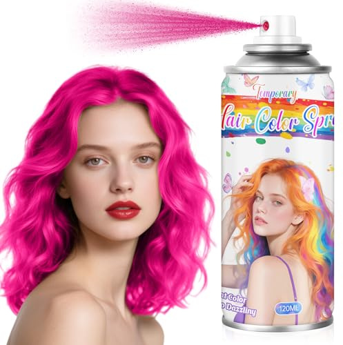 MSDADA Spray Coloration Cheveux Rose Temporaire - Colorant Lavable Facile à Appliquer, Résultat Uniforme - Pour Maquillage Halloween, Fêtes, Look Kawaii (120ml)