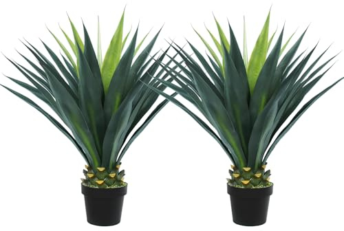 Keeplush Pianta di agave artificiale da 0,9 m, alta 96 cm, in vaso nero, pianta finta da pavimento per esterni e interni, per portico anteriore, patio, casa, ufficio, porta, gradino, hotel
