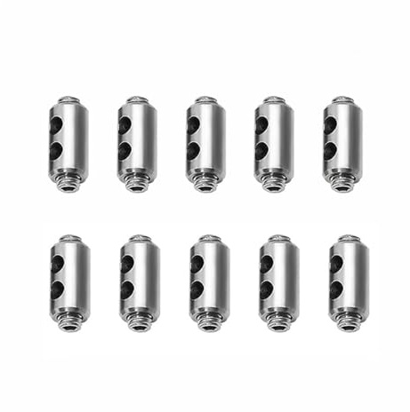 10 abrazaderas de cuerda de alambre de acero de 1 a 3 mm, clip de cable de suspensión de doble agujero, ajuste de tornillo, cerraduras telescópicas, accesorios de fijación (enchufe hexagonal grande)