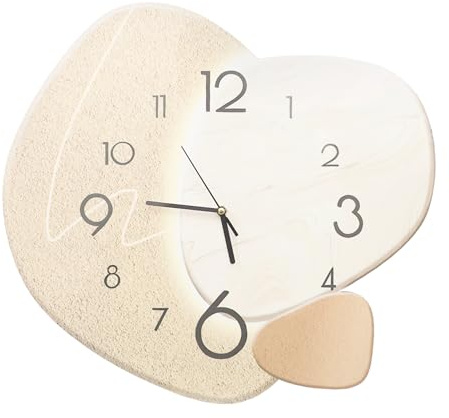 Dokiiovo Kreative Wanduhr 40x37cm, Unregelmäßige Moderne Uhr, Hellgold | Moderne Design Wanduhr mit Quarzwerk, Mid-Century-Stil Dekoration für Schlafzimmer, Wohnzimmer, Kreative Räume
