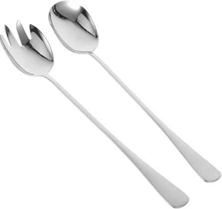 BIUDECO Posate per Buffet con Cucchiaio e Forchetta Grandi in Acciaio Resistente Manico Ergonomico Antiscivolo per Uso Quotidiano in Ristoranti e Casa