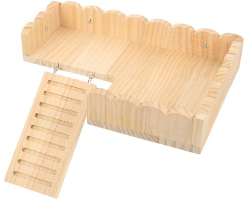 Holz Hamsterplattform mit Leiter, Stabiles Satz für Käfig, 1 Satz | Praktisches Zubehör für Kleine Tiere, Bietet Platz zum Spielen und Trainieren im Käfig, Holz Ausführung