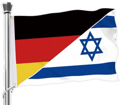 90x150 CM Israel Deutschland Kombinierte Flagge,Große israelischen Freundschaft Flaggen,36x60 Zoll doppelt gedrucktes dauerhaftes Banner,150D Dekorationen mit 2 Grommet