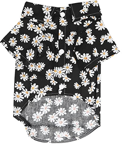 Chemise pour Chien imprimé Marguerite, Doux, Respirant, Flexible, pour Animaux de Compagnie, pour Petits et Moyens Chiens, Chats, en Coton, Tenue d'été Confortable, Tenue (S)