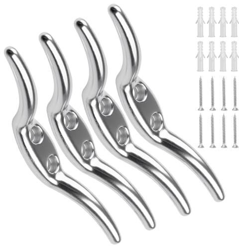 Azoisuwr 4Pcs Cord Cleat Hooks,Washing Line Hook Kit,65mm Heavy Duty Metal Blind Curtain Cord with Fixing Screw,Friendly Safe Design,for Blinds, Roman Blinds, Washing Line