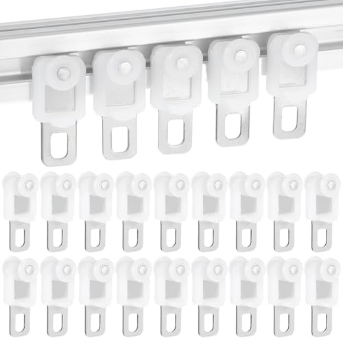 Hemobllo Lot de 50 roulettes pour Rail de Rideau - Galets de Guidage en Acier Inoxydable et Plastique - Chariots Silencieux pour Tringles et Rails de Fenêtre - Blanc