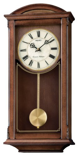 SEIKO Arched Wall Clock with Pendulum and Dual Chimes