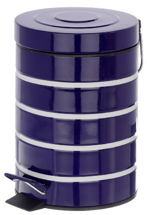 WENKO 21352100 Kosmetik Treteimer Marine - einfaches Öffnen, Metall/Kunststoff, Fassungsvermögen 3 L, 15 x 27 x 15 cm, blau