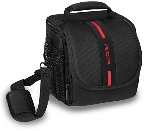 Pedea Kameratasche Essex für Spiegelreflexkamera DSLR SLR Fototasche für DLSM Systemkamera Objektive und Zubehör mit Regenschutzhülle, Gr. M rot