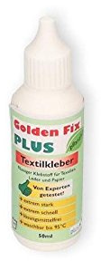 Golden Fix Textilkleber Plus Flüssiger Modifizierte Naturkautschuk-Hilfsstoffe, 50 ml, Weiß, 15 x 3, 5 cm