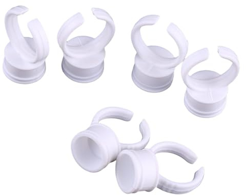 Sonew 100 Pack Tatouage D'encre Anneaux Jetables Microblading Pigment Colle Titulaire Tasse Semi Permanent Maquillage Cils Sourcils Tatouage D'encre Caps Petit(MedM Ohne Divider)