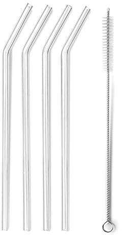 Lacor 63133 Lot de 4 pailles + brosse, verre, 21'5 cm