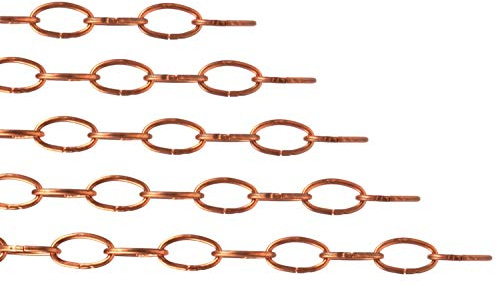 Kupfer Kette 4 mm langgliedrig in Meterware - Vollkupfer Gliederkette für den Innen- und Außenbereich - Kupferkette in Industriequalität ideal als Dachrinnenkette Länge á 5 Meter