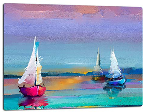TMK ArtDeko – Schneidebrett Glas – Glasschneidebrett für die Küche 52x40 cm – Robust, Hygienisch & Rutschfest – Glas Schneidebrett – Zusätzliche Arbeitsfläche – Vielseitige Nutzung
