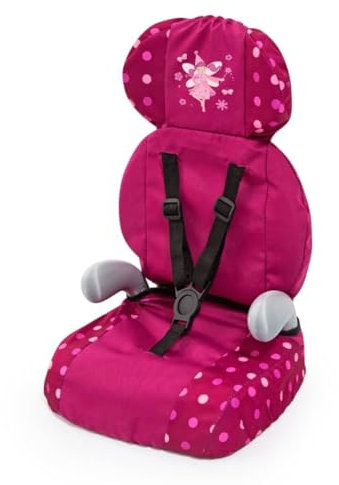 Bayer Design 67567AA Deluxe Puppen-Autositz, Puppensitz, Puppenzubehör, mit Gurt, Bordeaux, Fee mit Muster, 46cm