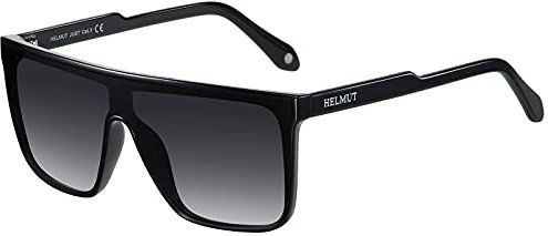 H HELMUT JUST Occhiali da Sole Uomo Donna Quadrati Grandi Lente in Nylon Arco Dritto Montatura Leggero in TR90 Asta in Acetato (14Nero/Grigio Sfumato)