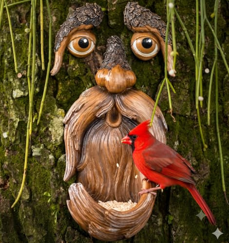 Baumgesicht, Baumgesichter Dekor Outdoor, Baumkunst, Baumschmuck Outdoor, Baumumarmung, einzigartige Vogelfutterspender für draußen und drinnen - Old Man Tree Art