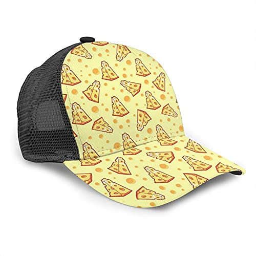 Oaieltj Unisex Baseball Cap Damen Herren Klassische Baseball Cap Verstellbare Snapback Mesh Trucker Hut Sonnenhut, Pizza-Käse, One size