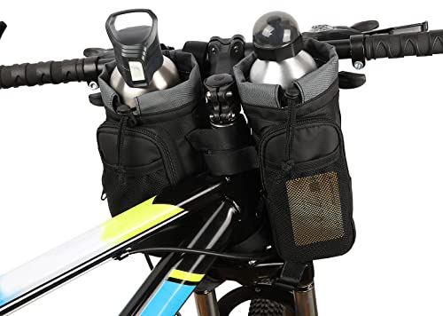 VENFOREST Bike Handlebar Bag Lightweight Waterproof Front Frame Water Bottle Holder Bag Large-Capacity Insulated Handlebar Bottle Cup Bag for Road Mountain Bicycle Outdoor Cycling Travel 2PCS