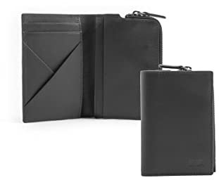 NAVA DESIGN - Porta Carte di Credito in Pelle con Porta Carte e Porta Monete, Colore Nero - Dimensioni 12 x 8 cm