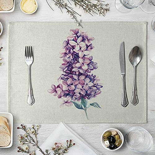 Lieson Platzset 2er Set, Abwaschbare Tischsets, Platzset Baumwolle Leinen Hyazinthe Lila 40x30CM