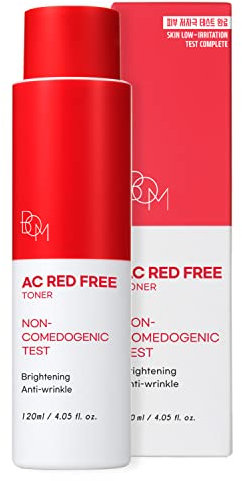 BOM AC Red Free Gesichtswasser 120 ml, nicht komedogene Poren, Anti Pickel feuchtigkeitsspendendes Toner mit Salicylsäure und Teebaumöl, Pflegende für gerötete Haut