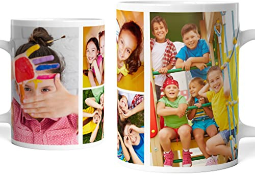 Caribu design Tazza Foto Personalizzata - Collage Fotografico da 1 a 5 Fotografie - Idea Regalo Originale per Compleanno, Anniversario, Natale e ogni Occasione Speciale (4 Foto)