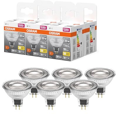 OSRAM Star Reflektor LED-Lampe für GU5.3-Sockel, klares Glas ,Warmweiß (2700K), 210 Lumen, Ersatz für herkömmliche 20W-Leuchtmittel, nicht dimmbar, ( 6 x 1 ) Pack