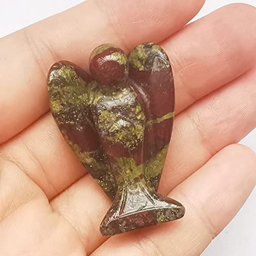 Manekieko Natürliche Drachenblutstein Sanación Cristal Oración Ángel De Protección Estatua38 Mm Tallado Bolsa Palma Piedra Figuras Decoración