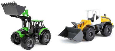 Lena 4613 x Worxx Traktor Modell Deutz-Fahr Agrotron 7250 TTV mit Frontlader, ca. 45 cm & 4612 Worxx Radlader Modell Liebherr L538 Litronic, ca. 48 cm