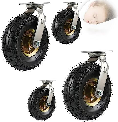 WORDFUN 4 Schwerlastrollen, Plattformwagen Rad, Luftbereift, 360 Grad Drehbar, Durchmesser 150/200/250 Mm, Keine Spuren, Leise Gummirollen, Für Möbel Paletten, Transportwagen