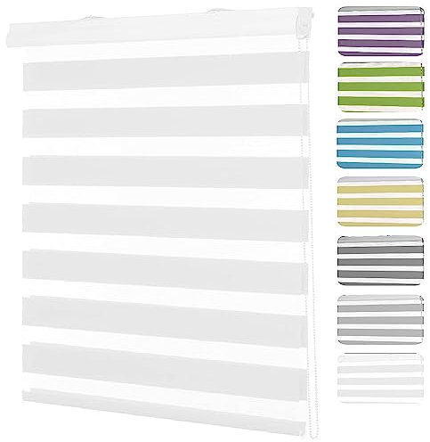 Tür Fenster Rollo 40 x 200 cm Doppelter Stoff, durchscheinend Sichtschutz-Rollo mit Verstellbarer Kette für Schlafzimmer, Wohnzimmer, Weiß