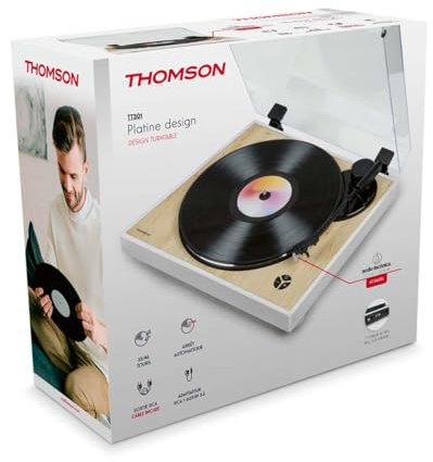 Platine Tourne disques Blanche et Bois Thomson TT301