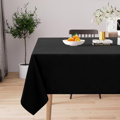 Homaxy Tischdecke Abwaschbar Lotuseffekt Rechteckig 140 x 100 cm Tischtuch Wasserabweisend Tafeldecke Abwischbare aus Polyester Schmutzabweisend Pflegeleicht für Küche Party, Schwarz