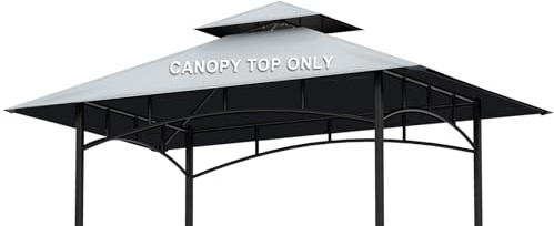 AONEAR Grillpavillon-Ersatz-Baldachin – 1,5 m x 2,4 m, Outdoor-Grillzelt, Dachabdeckung, doppelstöckig, Outdoor-Grillschutz, passend für Modell L-GG001PST-F (Grau)