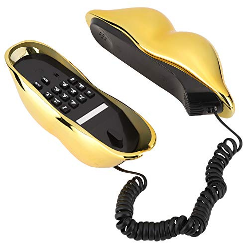 Yctze Téléphone de Bureau Multifonctionnel en Forme de Lèvre Mignonne, Ligne Fixe sans Fil de Décoration Intérieure en Rouge, Design de nouveauté Rétro pour la Communication et