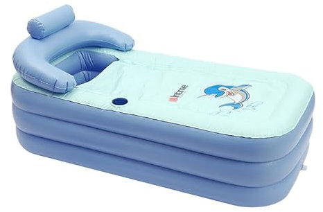 Vikbart badkar uppblåsbart vuxna spa bastu barn, PVC-material plaskbassäng bärbar resa badkar för badkar 160 cm blå, lämplig för babybadkar