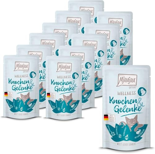 MjAMjAM - Premium våtfoder för katter - Wellness - Ben & leder - Kyckling, förpackning om 12 (12 x 125 g), spannmålsfri