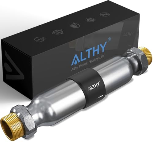 ALTHY WS200 Ablandador de agua alternativa tradicional descalcificador de agua sin sal Sin electrónica, reduce la cal y previene la corrosión por el óxido, acero inoxidable, gran caudal, 10 años de