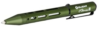 OLIGHT O'Pen Mini 2 Ballpoint Pen, Switch between Replaceable Black Ink and Alloy-Enhanced Pencil by Reverse S-Shaped Bolt-Action for Everyday Carry, Office Use, Outdoor Work(OD Green)