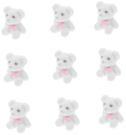 QUMIIRITY 10st Mini-bärpuppe Bär Figur Bär Dekoration Mini-flockbär Mini-bär-dekore Mini-beflockte Bärenfiguren Mini-bären- Miniatur-bärenschmuck Miniatur-bärenfiguren PVC Weiß